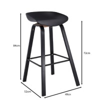 Σετ4ΤεμPENT Σκαμπό Bar, Μέταλλο Βαφή Μαύρο, PP Μαύρο 49x52x72/84cm