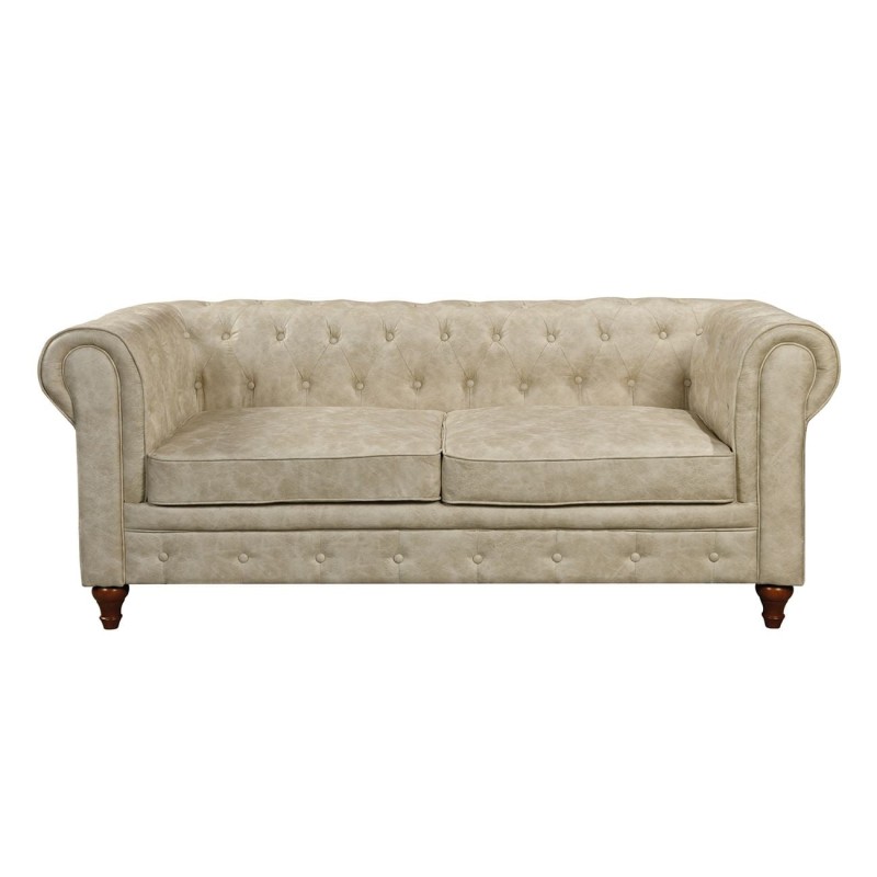 CHESTERFIELD York Kαναπές 3Θέσιος Σαλονιού - Καθιστικού, Ύφασμα Απόχρωση Μπεζ 190x82x77cm