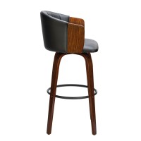 ENZO Σκαμπό Bar Καρυδί, Pu Μαύρο 50x50x78/103cm