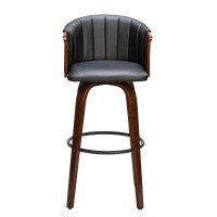 ENZO Σκαμπό Bar Καρυδί, Pu Μαύρο 50x50x78/103cm