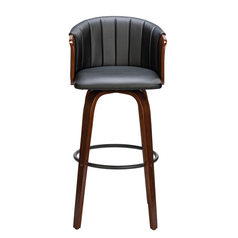 ENZO Σκαμπό Bar Καρυδί, Pu Μαύρο 50x50x78/103cm