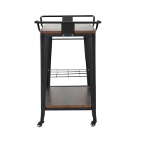 RELIX Trolley Bar-Pro Μέταλλο Βαφή Μαύρο, MDF Απόχρωση Καρυδί 86x51x86cm