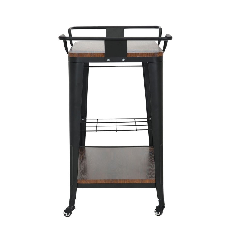 RELIX Trolley Bar-Pro Μέταλλο Βαφή Μαύρο, MDF Απόχρωση Καρυδί 86x51x86cm