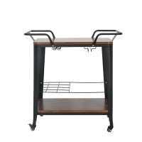 RELIX Trolley Bar-Pro Μέταλλο Βαφή Μαύρο, MDF Απόχρωση Καρυδί 86x51x86cm