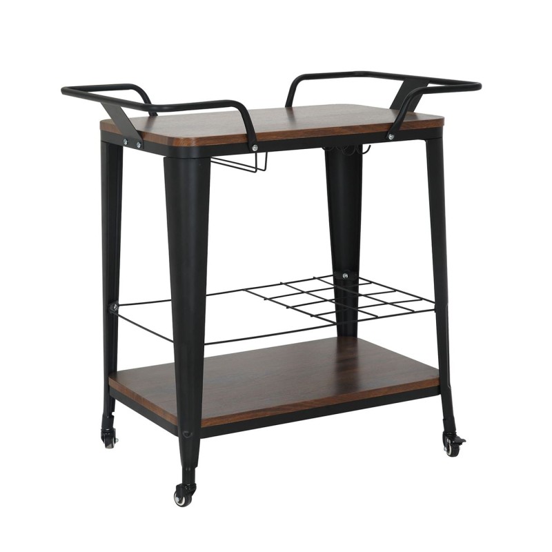 RELIX Trolley Bar-Pro Μέταλλο Βαφή Μαύρο, MDF Απόχρωση Καρυδί 86x51x86cm