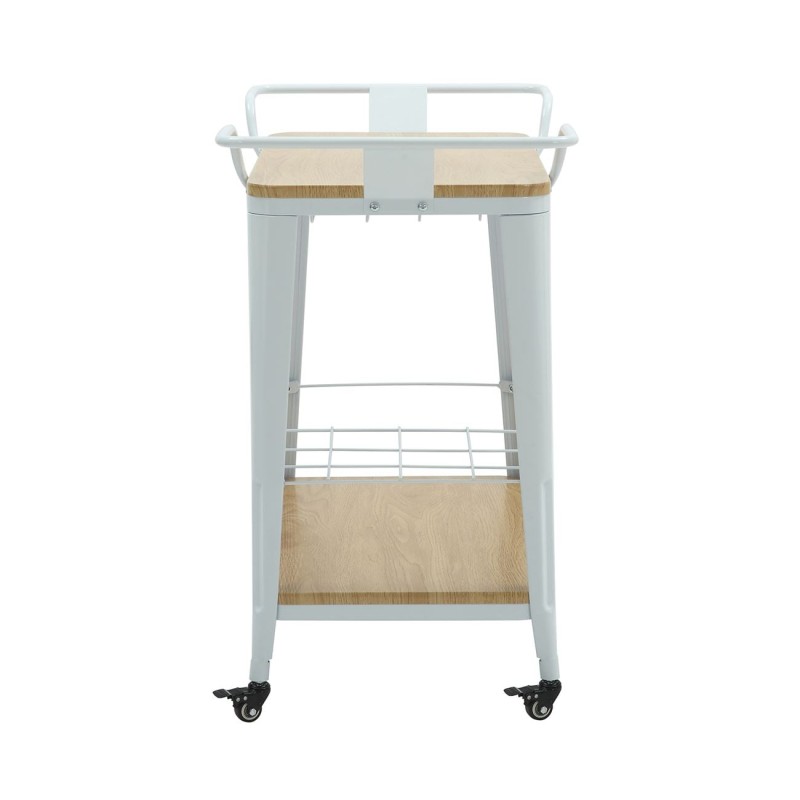 RELIX Trolley Bar-Pro Μέταλλο Βαφή Άσπρο, MDF Απόχρωση Φυσικό 86x51x86cm