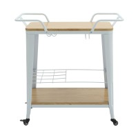 RELIX Trolley Bar-Pro Μέταλλο Βαφή Άσπρο, MDF Απόχρωση Φυσικό 86x51x86cm