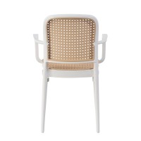 FLORENCE Πολυθρόνα PP Άσπρο, PP Rattan Μπεζ, Στοιβαζόμενη 54x54x84cm