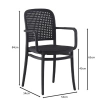 FLORENCE Πολυθρόνα PP Μαύρο, PP Rattan Μαύρο, Στοιβαζόμενη 54x54x84cm