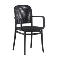 FLORENCE Πολυθρόνα PP Μαύρο, PP Rattan Μαύρο, Στοιβαζόμενη 54x54x84cm