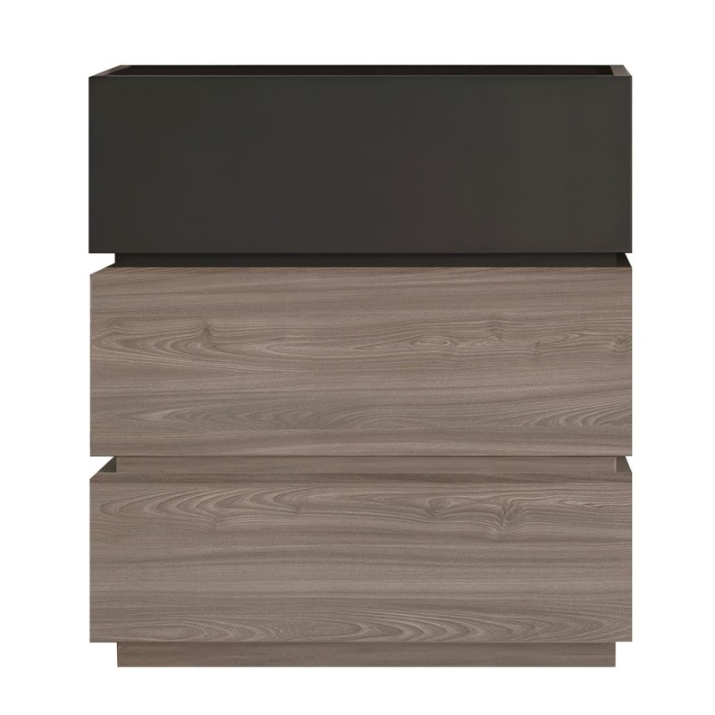 VANITY Κομοδίνο 3 Συρτάρια Αποχρώσεων Sonoma Oak & Grey, με Αποσπώμενα χρωματικά Μέρη 60x40x66cm