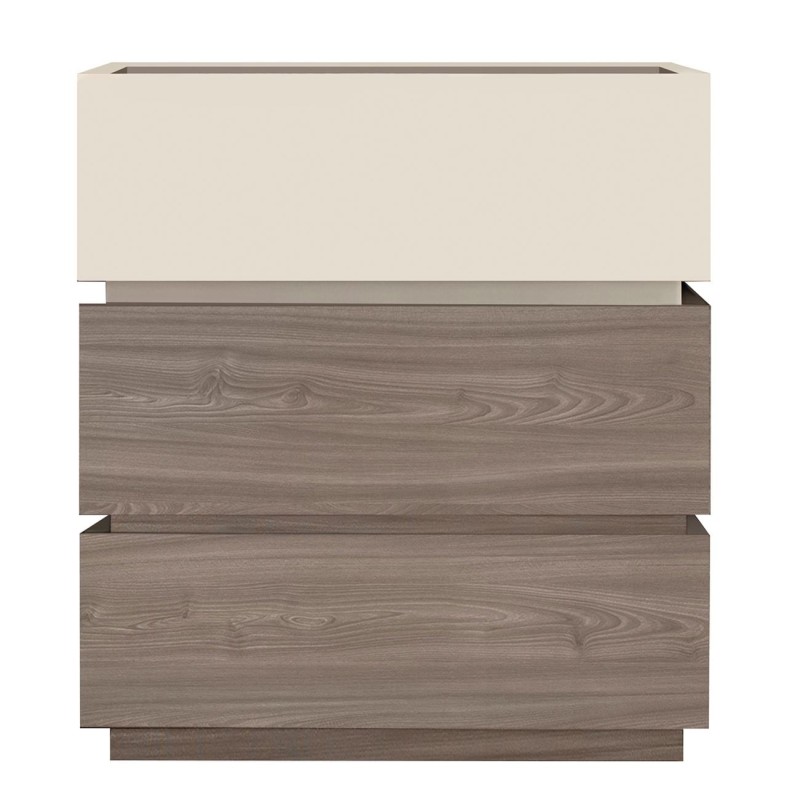VANITY Κομοδίνο 3 Συρτάρια Αποχρώσεων Sonoma Oak & Cream, με Αποσπώμενα χρωματικά Μέρη 60x40x66cm