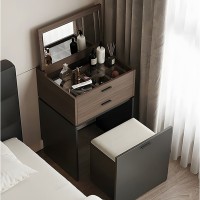 VANITY Τουαλέτα με ενσωματωμένο Καθρέπτη & Σκαμπό Απόχρωση Sonoma Oak-Grey 60x45x90/130cm