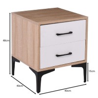 MERRANO Κομοδίνο με 2 Συρτάρια Απόχρωση Sonoma-Άσπρο 40x40x48cm