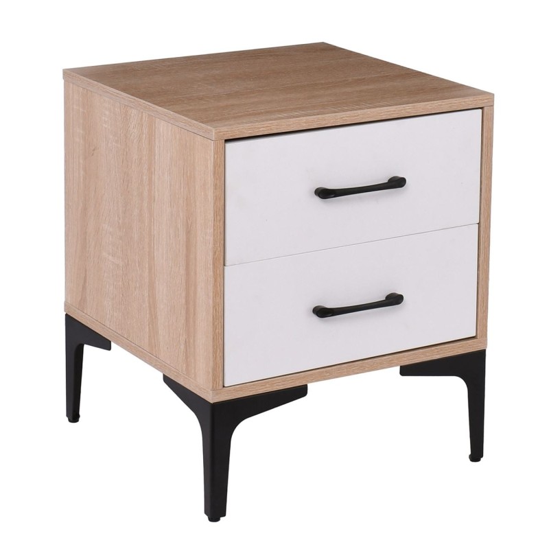 MERRANO Κομοδίνο με 2 Συρτάρια Απόχρωση Sonoma-Άσπρο 40x40x48cm