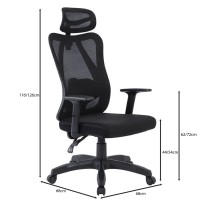 BF3750 Πολυθρόνα Γραφείου Διευθυντή, Mesh Μαύρο, Μπράτσα up-down 68x68x116/126cm