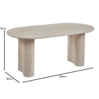 DIAZ Τραπέζι Τραπεζαρίας, ΜDF Απόχρωση Natural Stone 180x90x76cm