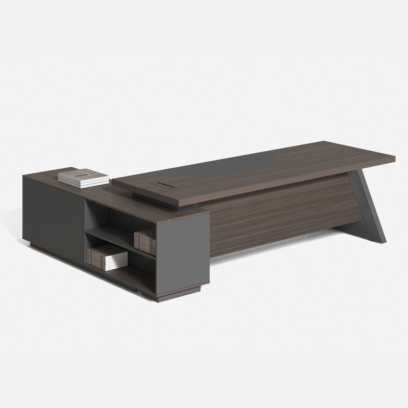 MASTER Γραφείο Δεξιά Γωνία, Απόχρωση Grey Walnut 180x90x75/180x50x62cm