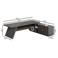 MASTER Γραφείο Δεξιά Γωνία, Απόχρωση Grey Walnut 180x90x75/180x50x62cm