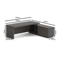 VIP Γραφείο Δεξιά Γωνία, Απόχρωση Grey Walnut 180x90x75/180x50x62 cm