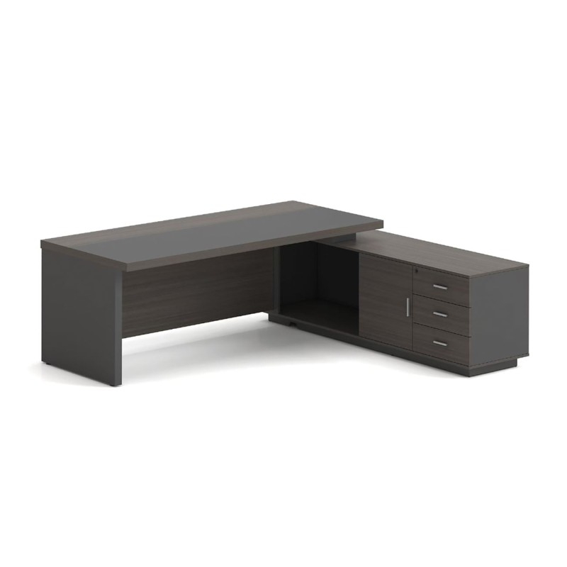 VIP Γραφείο Δεξιά Γωνία, Απόχρωση Grey Walnut 180x90x75/180x50x62 cm