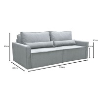 LIDRA Καναπές – Κρεβάτι 3Θέσιος, Ύφασμα Γκρι Sofa:220x110x90 Bed:137x196cm