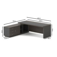 VIP Γραφείο Αριστερή Γωνία, Απόχρωση Grey Walnut 180x90x75/180x50x62 cm