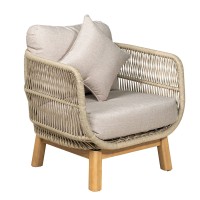 MARK Set Σαλόνι Κήπου 4τεμ, Acacia Φυσικό, Μαξιλάρια Μπεζ Rope Wicker Μπεζ 2 Πολυθρόνες+Καναπές+Τραπεζάκι