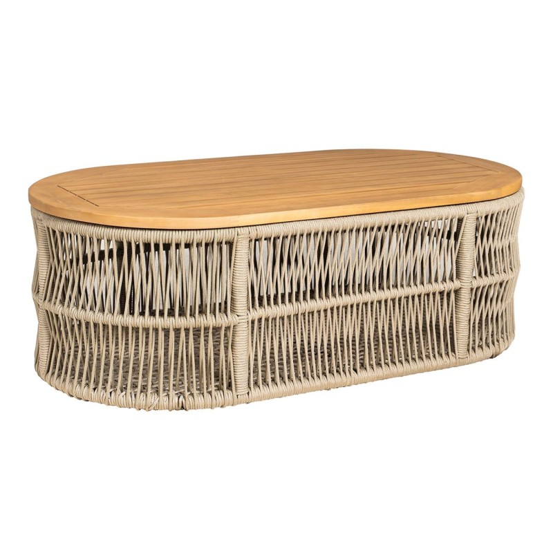 MARK Set Σαλόνι Κήπου 4τεμ, Acacia Φυσικό, Μαξιλάρια Μπεζ Rope Wicker Μπεζ 2 Πολυθρόνες+Καναπές+Τραπεζάκι