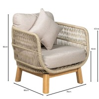 MARK Set Σαλόνι Κήπου 4τεμ, Acacia Φυσικό, Μαξιλάρια Μπεζ Rope Wicker Μπεζ 2 Πολυθρόνες+Καναπές+Τραπεζάκι