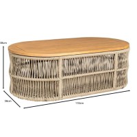 MARK Set Σαλόνι Κήπου 4τεμ, Acacia Φυσικό, Μαξιλάρια Μπεζ Rope Wicker Μπεζ 2 Πολυθρόνες+Καναπές+Τραπεζάκι