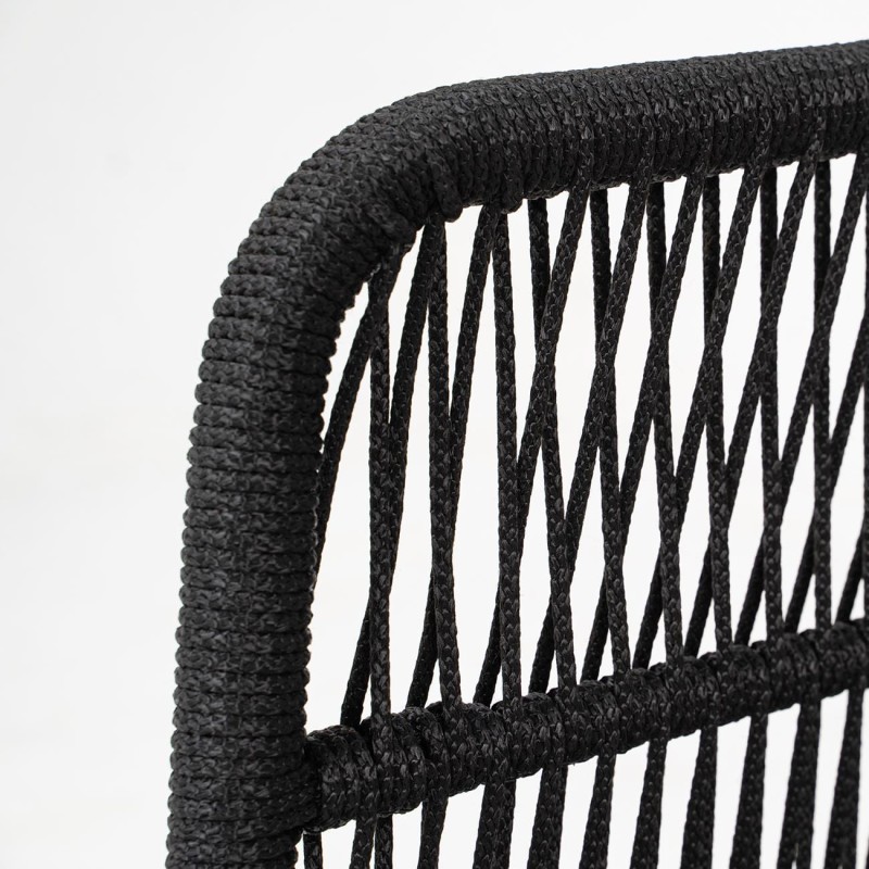 MARK Set Σαλόνι Κήπου 4 τεμαχίων Acacia Φυσικό, Rope Wicker Μαύρο, Μαξιλάρια Μπεζ 2 Πολυθρόνες+Καναπές+Τραπεζάκι