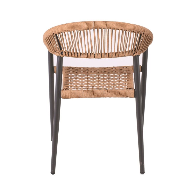 MADISON Πολυθρόνα Βεράντας- Κήπου, ALU Ανθρακί, Rope Wicker Φυσικό, Στοιβαζόμενη 58x56x78cm
