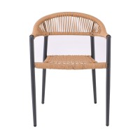 MADISON Πολυθρόνα Βεράντας- Κήπου, ALU Ανθρακί, Rope Wicker Φυσικό, Στοιβαζόμενη 58x56x78cm