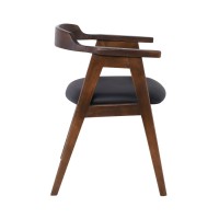 Σετ2ΤεμSELVA Πολυθρόνα Τραπεζαρίας, Απόχρωση Καρυδί, Pu Μαύρο 60x54x75cm