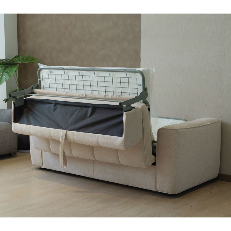 NORRIS Καναπές - Κρεβάτι 3Θέσιος, Ύφασμα Water Repellent Μπεζ 209x99x70 Κρεβάτι:140x190cm