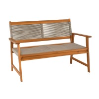 SPRING Living Καναπές 2θέσιος Καθιστικού Βεράντας-Κήπου, Ακακία Φυσικό-Rope Wicker Μπεζ 120x68x84cm