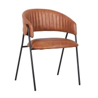 Σετ2ΤεμALFRED Πολυθρόνα Μέταλλο Βαφή Μαύρο, PU Camel 59x56x76cm