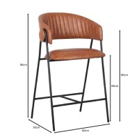Σετ2ΤεμALFRED Σκαμπό BAR Μέταλλο Βαφή Μαύρο, PU Camel 60x56x66/96cm