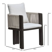 BOSTON Dining Set Τραπεζαρία Κήπου Βεράντας: Τραπέζι + 6 Πολυθρόνες Alu Ανθρακί - Μπεζ Table200x106x75-Chair:54x56x80