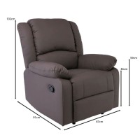 EVA Πολυθρόνα Relax Σαλονιού - Καθιστικού, PU Καφέ 87x91x102cm