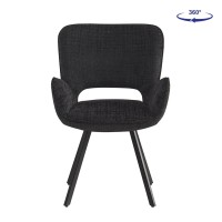 Σετ2ΤεμVETA Πολυθρόνα Περιστρεφόμενη, Μέταλλο Βαφή Μαύρο, Ύφασμα Μαύρο 58x58x84cm