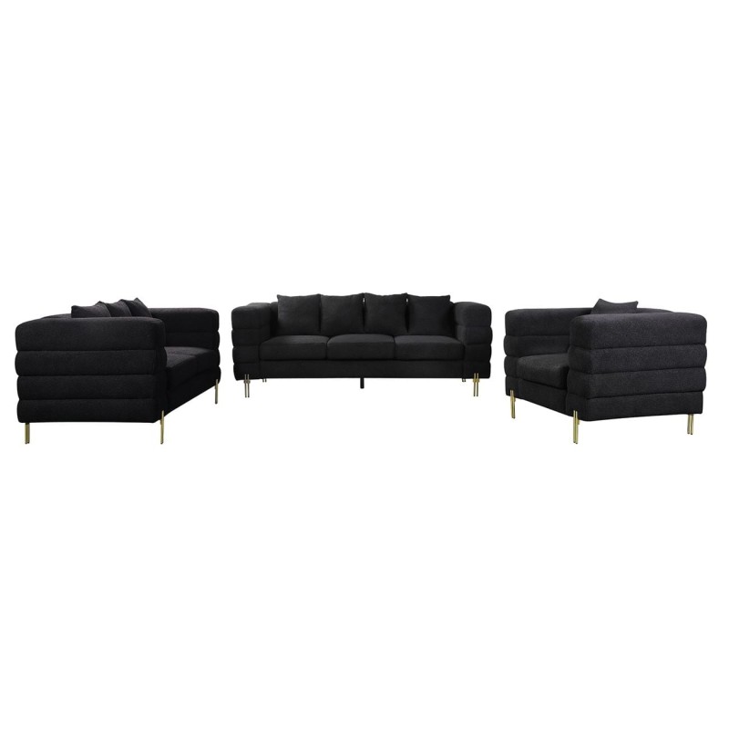 MORRIS Set Σαλόνι - Καθιστικό 3θέσιος + 2θέσιος + Πολυθρόνα Ύφασμα Teddy Μαύρο Set: 3Seater+2Seater+1Seater