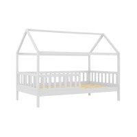 DREAM τ.Montessori Παιδικό Κρεβάτι, για Στρώμα 90x190cm, Ξύλο Πεύκου Απόχρωση Άσπρο 197x97x132cm
