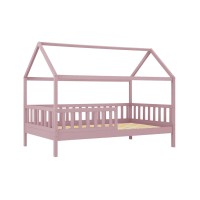 DREAM τ.Montessori Παιδικό Κρεβάτι, για Στρώμα 90x190cm, Ξύλο Πεύκου Απόχρωση Ροζ 197x97x132cm