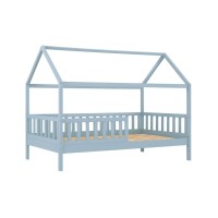 DREAM τ.Montessori Παιδικό Κρεβάτι, για Στρώμα 90x190cm, Ξύλο Πεύκου Απόχρωση Γαλάζιο 197x97x132cm