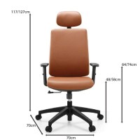 BF8200 Πολυθρόνα Γραφείου Διευθυντή, Pu Camel 70x70x117/127cm
