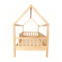 DREAM τ.Montessori Παιδικό Κρεβάτι, για Στρώμα 90x190cm, Ξύλο Πεύκου Απόχρωση Φυσικό 197x97x132cm