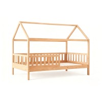 DREAM τ.Montessori Παιδικό Κρεβάτι, για Στρώμα 90x190cm, Ξύλο Πεύκου Απόχρωση Φυσικό 197x97x132cm