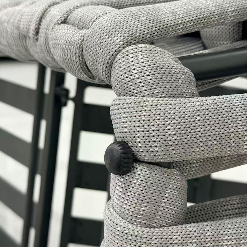 MAJORCA Ξαπλώστρα, Αλουμίνιο με Olefin Rope Γκρι, Μαξιλάρι Ανοιχτό Γκρι 75x195x42cm